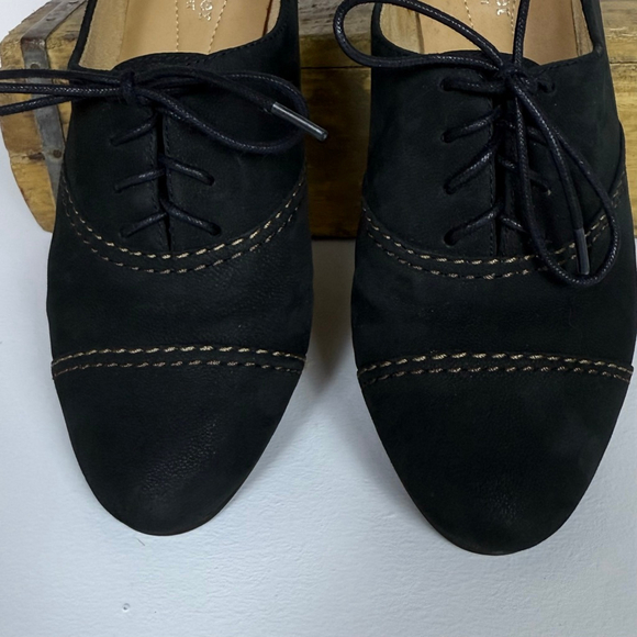 Naturalizer Black Suede Oxford Shoes Size 9M | Classic Vintage Prep Minimalist - Picture 1 of 9